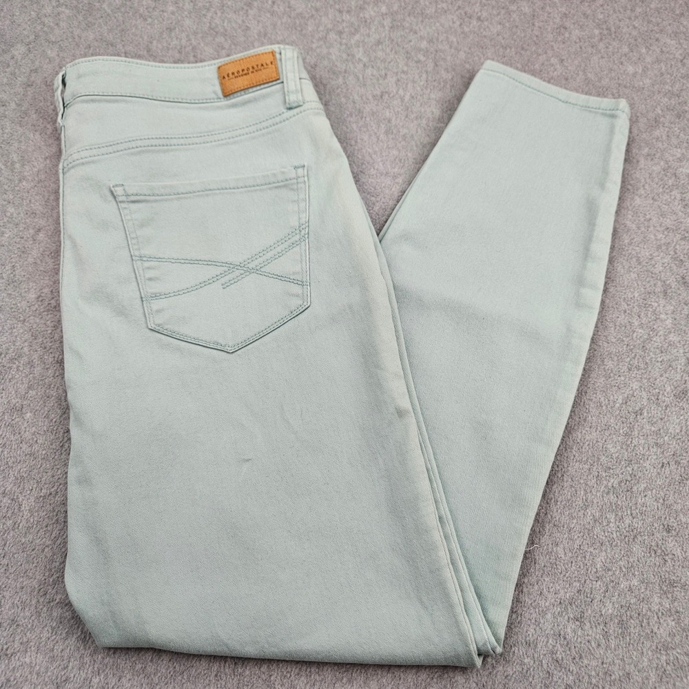 AEROPOSTALE High Waisted Ankle Jegging Women 10 Mint Green Denim Stretch Casual